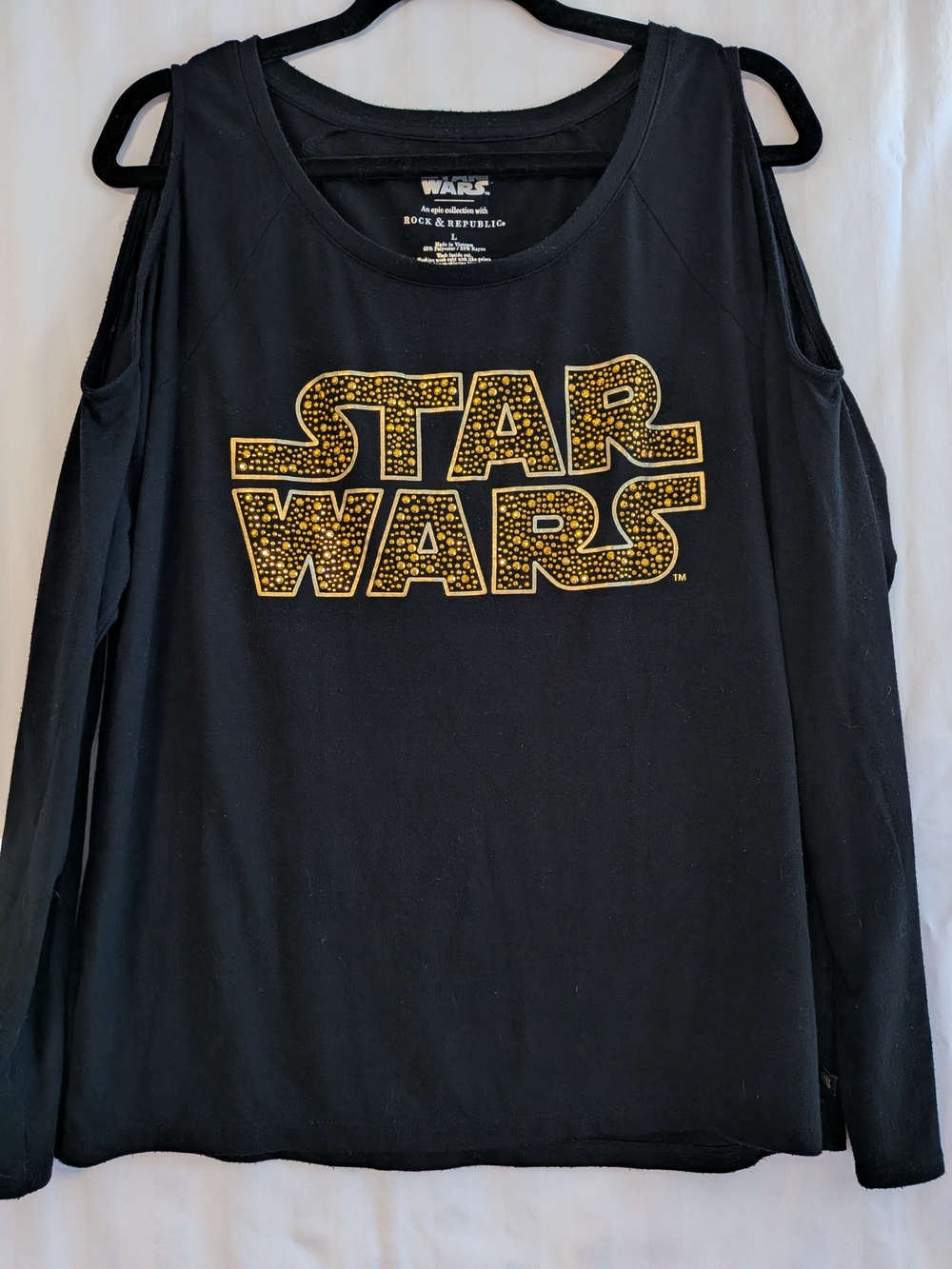 Star Wars Women's Black Cold-Shoulder Top by Rock & Republic XL